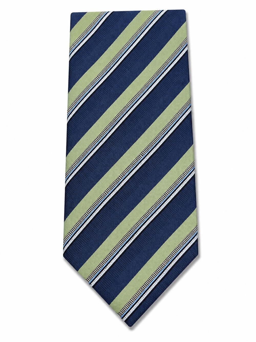Geoffrey Beene Navy and Light Green Diagonal Stripe Tie
